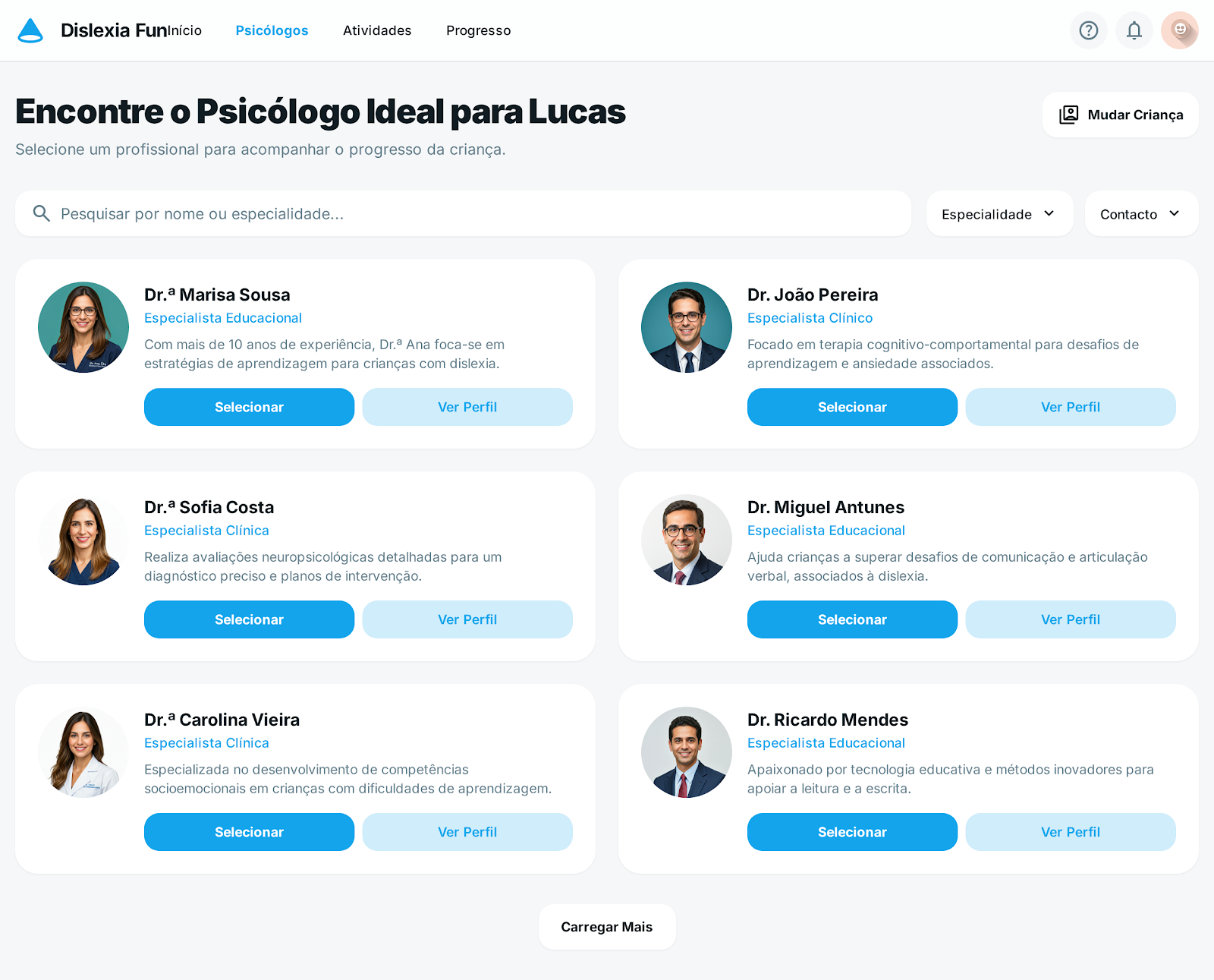 Dashboard do psicólogo