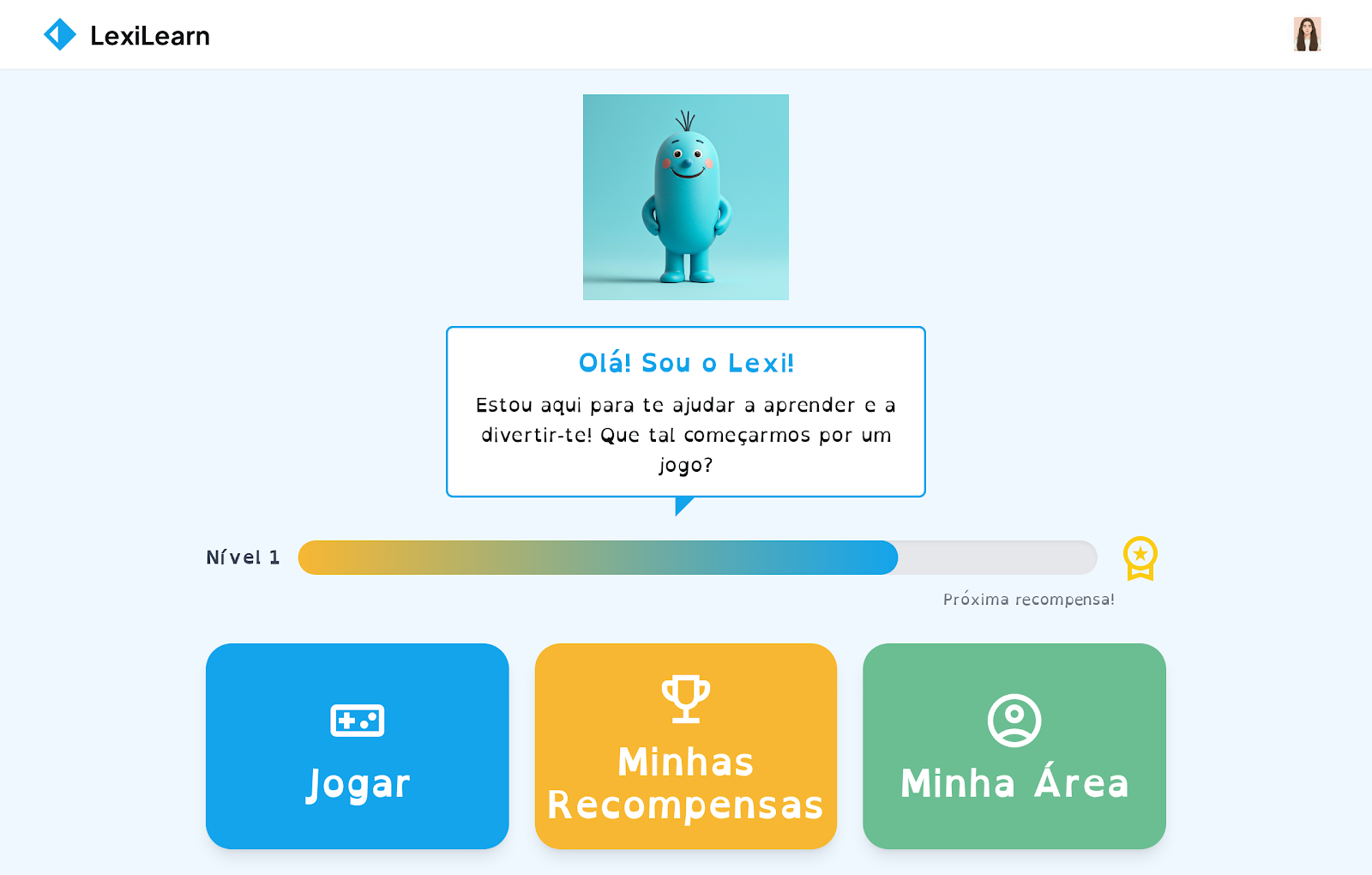 Ecrã do perfil da criança